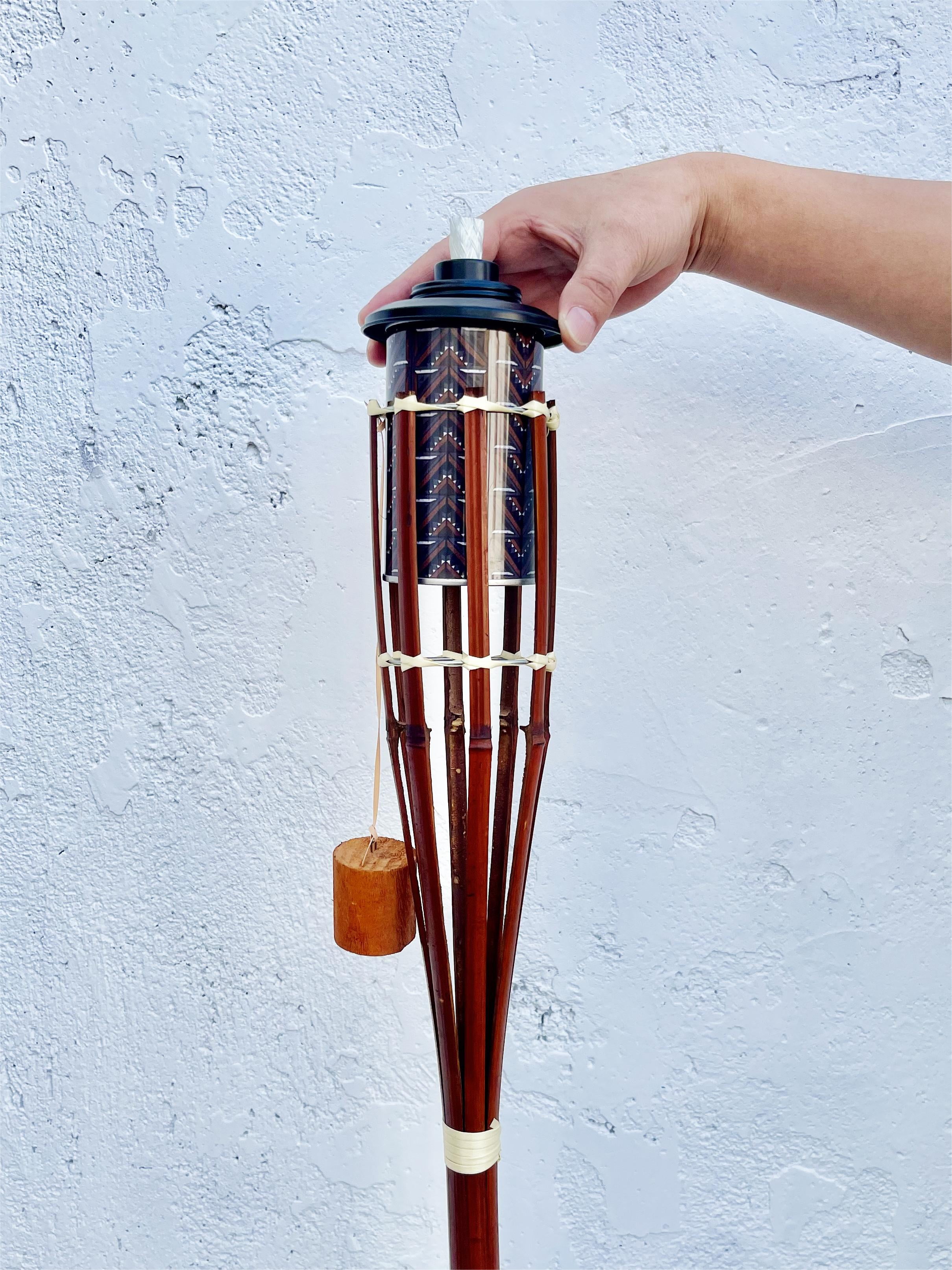 (2 pack) Mainstays 57in Stained Bamboo Yard Torch with Fiberglass Wick, 12fl oz Brown