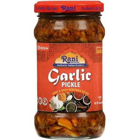 Rani Garlic Pickle (Achar, Spicy Indian Relish) 10.5oz (300g) Glass Jar ~ Vegan | Gluten Free | NON-GMO | Kosher | No Colors | Popular Indian Condiment, Indian Origin
