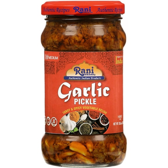 Rani Garlic Pickle (Achar, Spicy Indian Relish) 10.5oz (300g) Glass Jar ~ Vegan | Gluten Free | NON-GMO | Kosher | No Colors | Popular Indian Condiment, Indian Origin