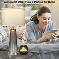 thumbnail image 3 of Cinkeda Modern Table Lamp Set of 2 for Bedroom Living Room with USB A+C Ports AC Outlet Gradient Grey Glass Nightlight Nightstand Bedside Lamps, 3 of 6