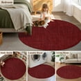 thumbnail image 6 of Vintage Dark Red Large Area Rugs for Bedroom Living Room, Soft Non Slip Carpet Bedside Rug, Farmhouse Retro Solid Color Linen Texture Round Floor Cover Kitchen Accent Rug 3' for Dining Room/Office, 6 of 9