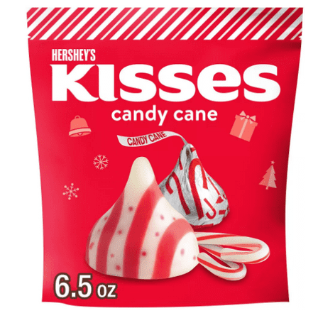 HERSHEY'S KISSES Christmas Chocolate Candy Cane Stand Up Pouch - 6.5oz
