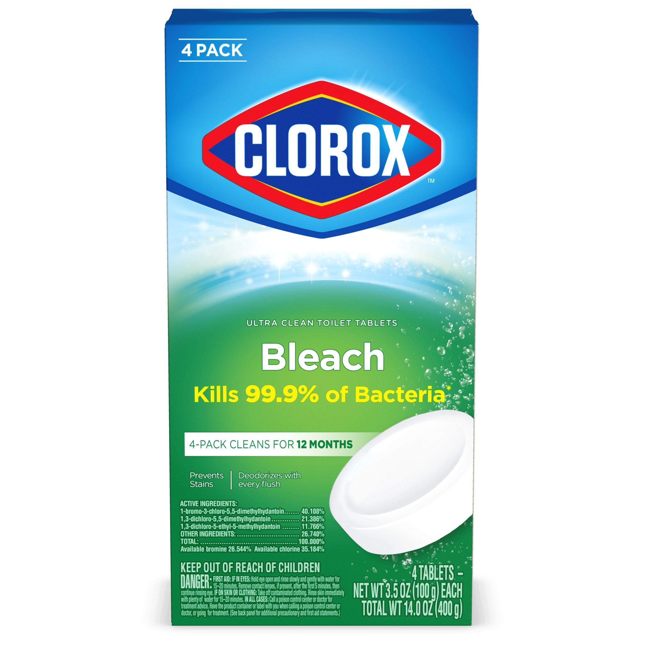 Clorox Bleach Automatic Toilet Bowl Cleaner Tablets, 4 Pack - image 2 of 11