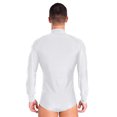 thumbnail image 2 of TiaoBug Men's Latin Salsa Samba Dance Leotard Shiny Rhinestones Raglan Sleeve Button Down Bodysuit White L, 2 of 7