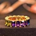 thumbnail image 5 of Multi Sapphire Ring, CZ Colorful Gemstone Ring, Full Eternity Band, Minimalist Precious Stone Band, multi Band Silver, 5 of 7