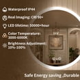 thumbnail image 6 of 28 in. W x 28 in. H Round Frameless LED Light Anti-Fog Wall Bathroom Vanity Mirror in Polished Crystal, 6 of 13