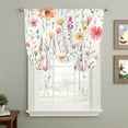 thumbnail image 2 of Watercolor Poppy Tie Up Curtain 45 Inches Long, Flower Eucalyptus Leaf Balloon Style Kitchen Window Curtain Over Sink, Small Window Rod Pocket Curtain 42"x45", 2 of 9