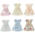 thumbnail image 4 of YTDSCS Little Girls Short-Sleeved Dress Toddler Summer Printed Princess Dress Kids Ruffle Soft Sundress for 18 Months - 6 Years, 4 of 9