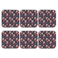 thumbnail image 2 of Pofeuu Skull red flower blue Print Leather Coasters Set of 6, Round Cups Mugs Mat Pad for Home Kitchen Heat Resistant Drink Coasters,Square, 2 of 7
