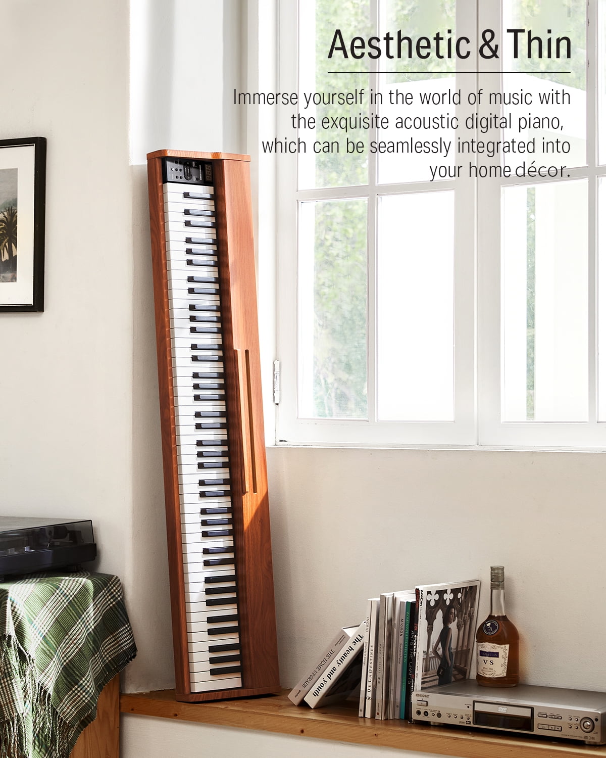 Donner DEP-1S Velocity-sensitive 88 Keyboard Digital Piano with stand, 128 tones, 100 Rhythms, 88 Demo, with Headphone, USB-MIDI, Sustain Pedal, Connect to Apps