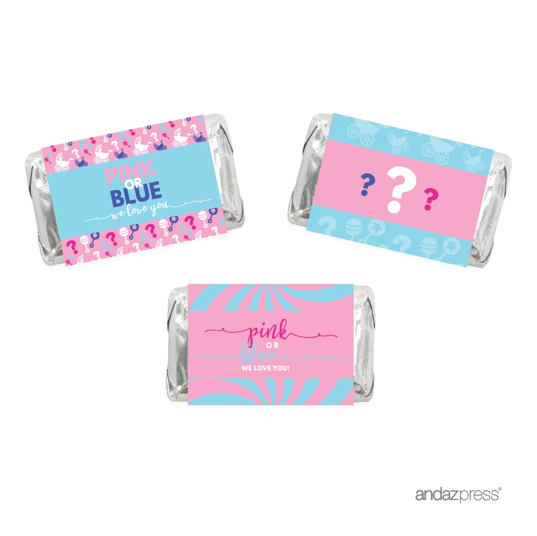 Gender Reveal Baby Shower Pink Or Blue 36 Pack Chocolate Minis Labels Party Favors