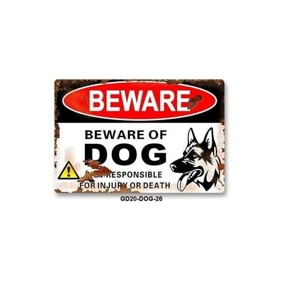 Señal de advertencia Beware of Dog, vinilo autoadhesivo PVC, 10 unidades