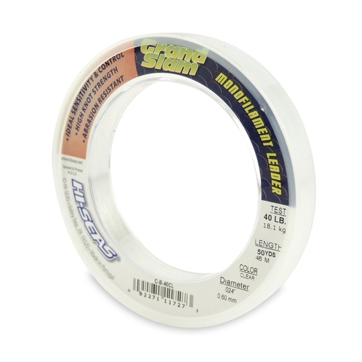 American Fishing Wire HI-SEAS Grand Slam 50-Yards 40 lb. Monofilament Fishing Leader, Clear