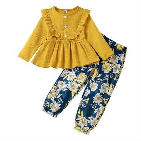

nsendm Cute Clothes for Young Teen Girls Toddler Kids Babys Girls Spring Winter Floral Long Mommy Baby Matching Shoes Yellow 1-2 Years