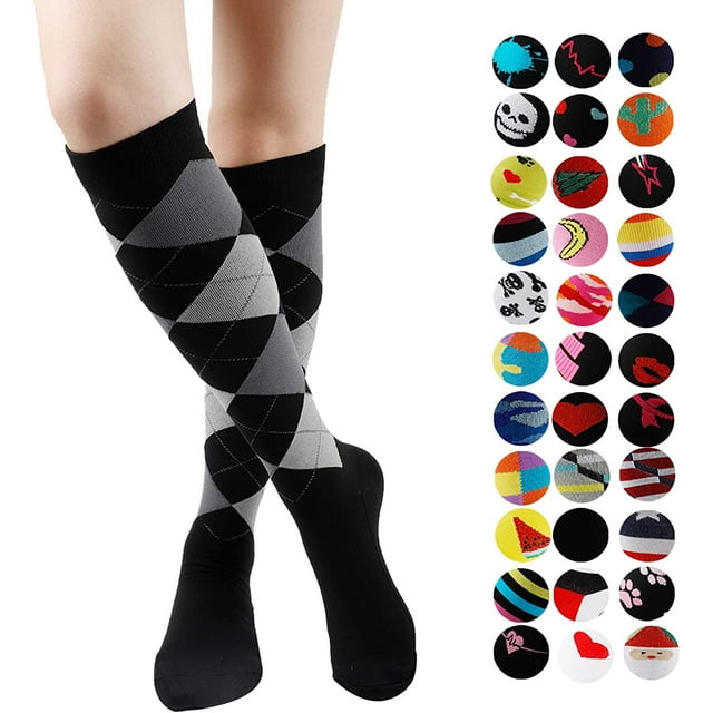 Chaussettes de Compression Graduée pour Femmes 15-20 20-30 mmHg Athlétiques de Course Infirmières Bas