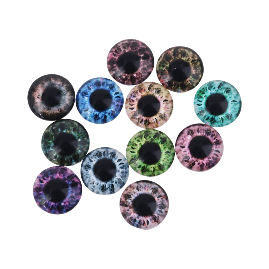 JUNTEX 20pcs Glass Doll Eyes DIY Crafts Eyeballs for Dinosaur Animals