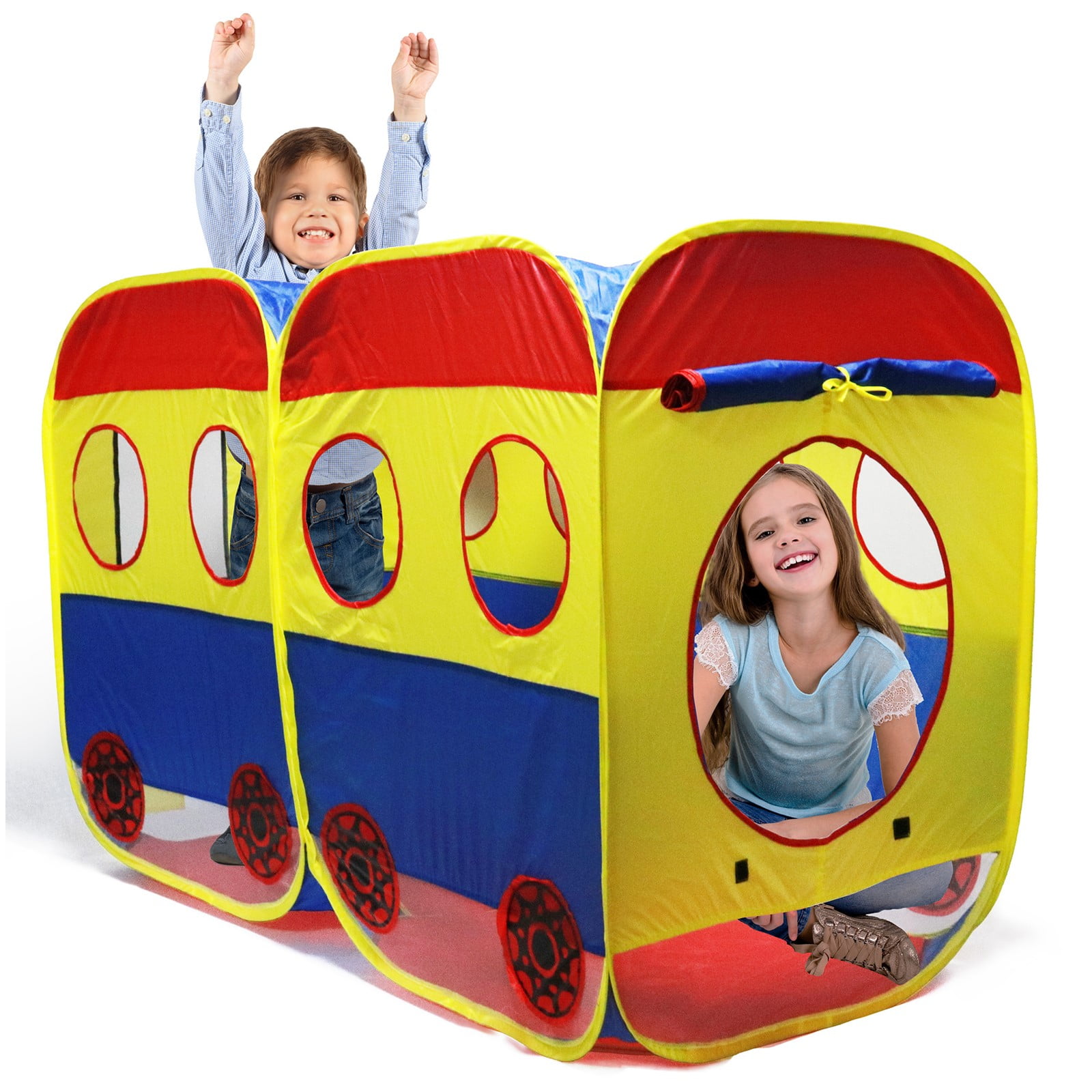 Vokodo Kids Pop Up School Bus Play Tent Magical Playhouse Tunnel Folding  Indoor Outdoor Bright Colors Pretend Imagination Creative Learning Toys  Great 