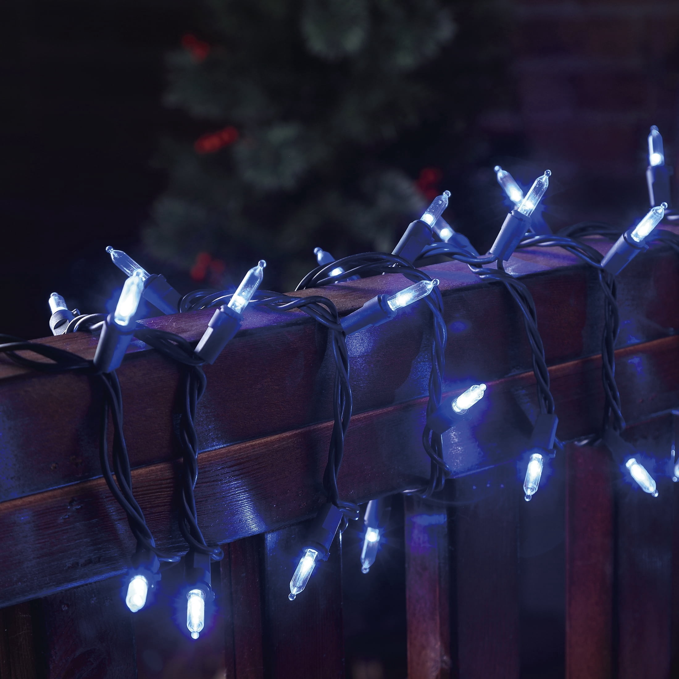 Indoor/Outdoor 300-Count LED Mini Christmas String Lights, Blue, Green Wire, 62.3', by Holiday Time