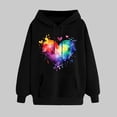 thumbnail image 2 of Goodeals Clearance,Women's Rainbow Heart Print Hoodies Valentines Tie Dye Graphic Fleece Sweatshirts Cute Holiday Long Sleeve Sweatshirt(Black,XL), 2 of 5