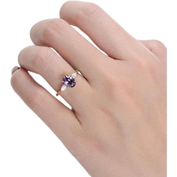 Alexandrite Gemstone Ring, AAA Natural Alexandrite Ring & CZ Tiny Ring, June Birthstone, Womens Ring, Gold Micron Ring, 925 Sterling Silver, Minimal Stackable Ring, Christmas Gift, Statement Ring