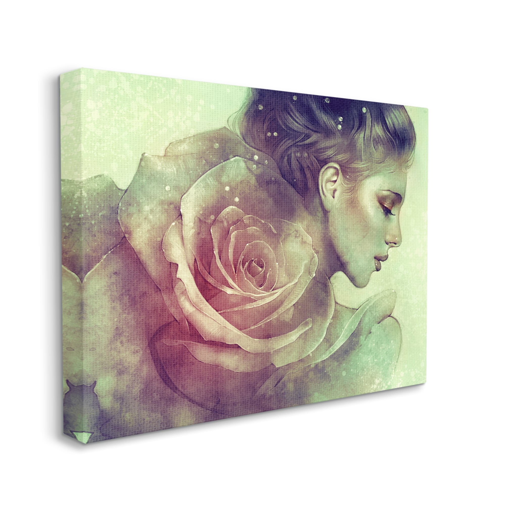Stupell Detailed Woman Portrait Layered Pink Rose Blossom Canvas Wall Art, 20 x 16, Design by Anna Dittman