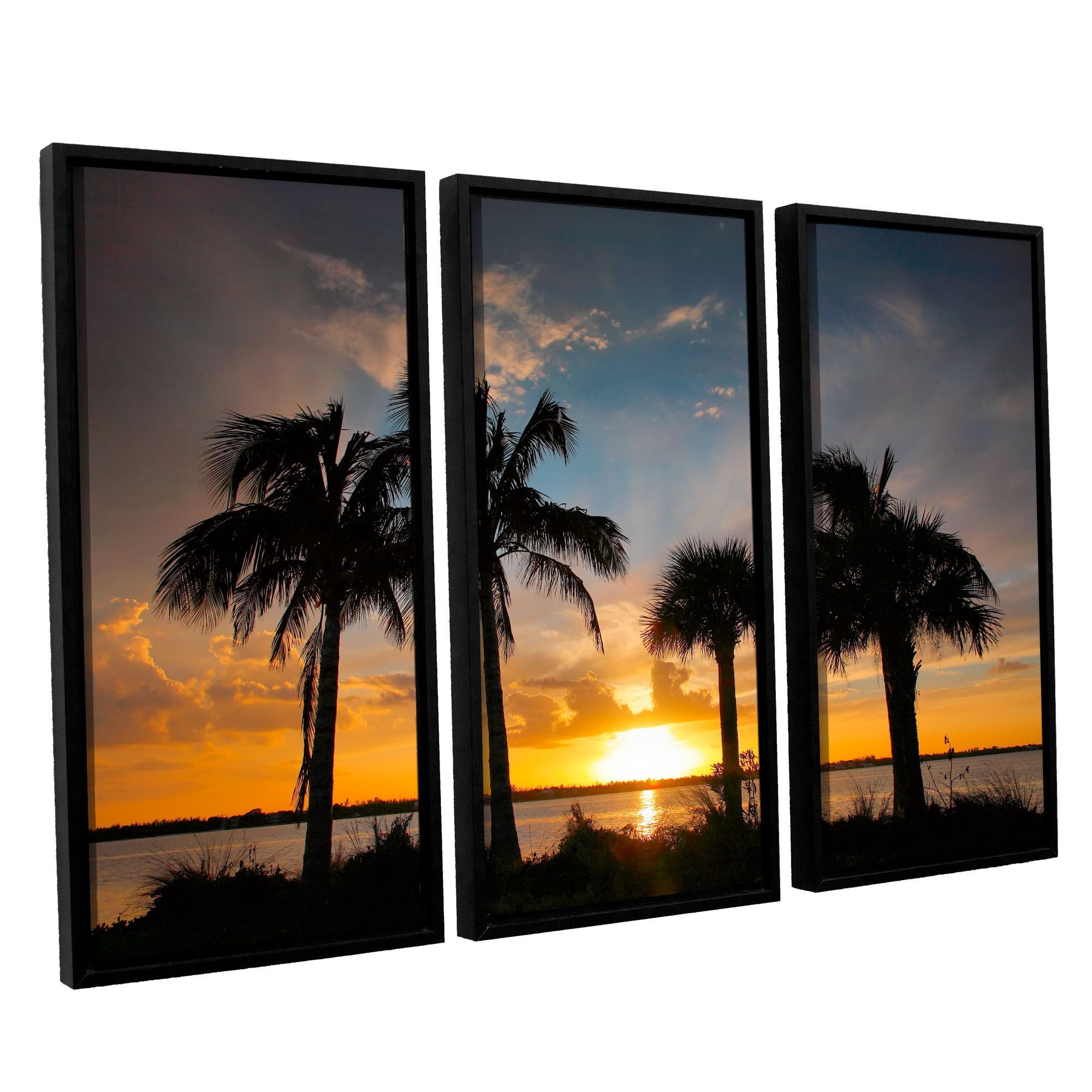 ArtWall Steve Ainsworth "Tropical Sunset" 3-Piece Floater-framed Canvas Set