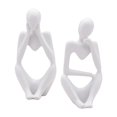 thumbnail image 1 of 2 esculturas de pensador abstracto, figuras creativas de resina, personajes pensantes, artesanías, adornos, estatuas de arenisca, decoración del hogar, regalos de Blanco y Blanco Izquierdo, 1 of 9
