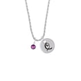 thumbnail image 2 of Delight Jewelry Crystal Purple Channel Drop Silvertone Script Initial Disc - Q - Charm Necklace, 20"+3", 2 of 4