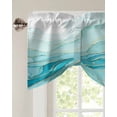 thumbnail image 3 of Tie Up Valance Curtain for Kitchen,Gradient Teal Marble Geometric Rod Pocket Short Curtains Adjustable Tie-Up Shade Valances,Abstract Waves Fluid Art Window Treatment for Bathroom Living Room Bedroom, 3 of 8