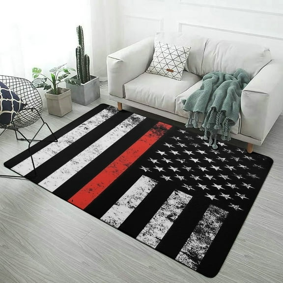 Black American Flag Carpet for Home Decoration Soft Comfy Rugs for Bedroom Living Room Bathroom Entrance Non-slip Comfort Mat