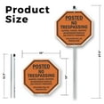 thumbnail image 2 of Posted No Trespassing Hunting Fishing Trapping or Motorized Vehicles Are Strictly Forbidden Violators Will Be Prosecuted (10 Pack) 10 inch X 10 inch Octagon Plastic Signs with Aluminum, 2 of 8