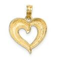 thumbnail image 4 of FB Jewels 14K Yellow Gold with Rhodium Heart with White Beaded Right Side High Polish and Textured Pendant, 4 of 4