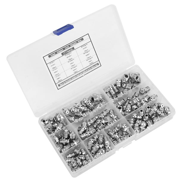 Grease Zerk Nipple,115Pcs Steel Grease Zerk Steel Grease Zerk Nipple