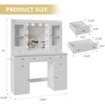 thumbnail image 2 of FANRAL 43.7" Vanity Desk with 10 Mirror Lights & Under-Table RGB,Charging Station & Hair Dryer Holder,Multi-Storage Dressing Table for Bedroom Bathroom,White Vanity, 2 of 7