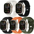 thumbnail image 3 of 5 Pack Sport Band Compatible with Apple Watch Ultra Band 49mm Men Women, Adjustable Waterproof Silicone Strap for iWatch Series Ultra2/Ultra1 SE/9/8/7/6/5/4/3/2/1, 3 of 8