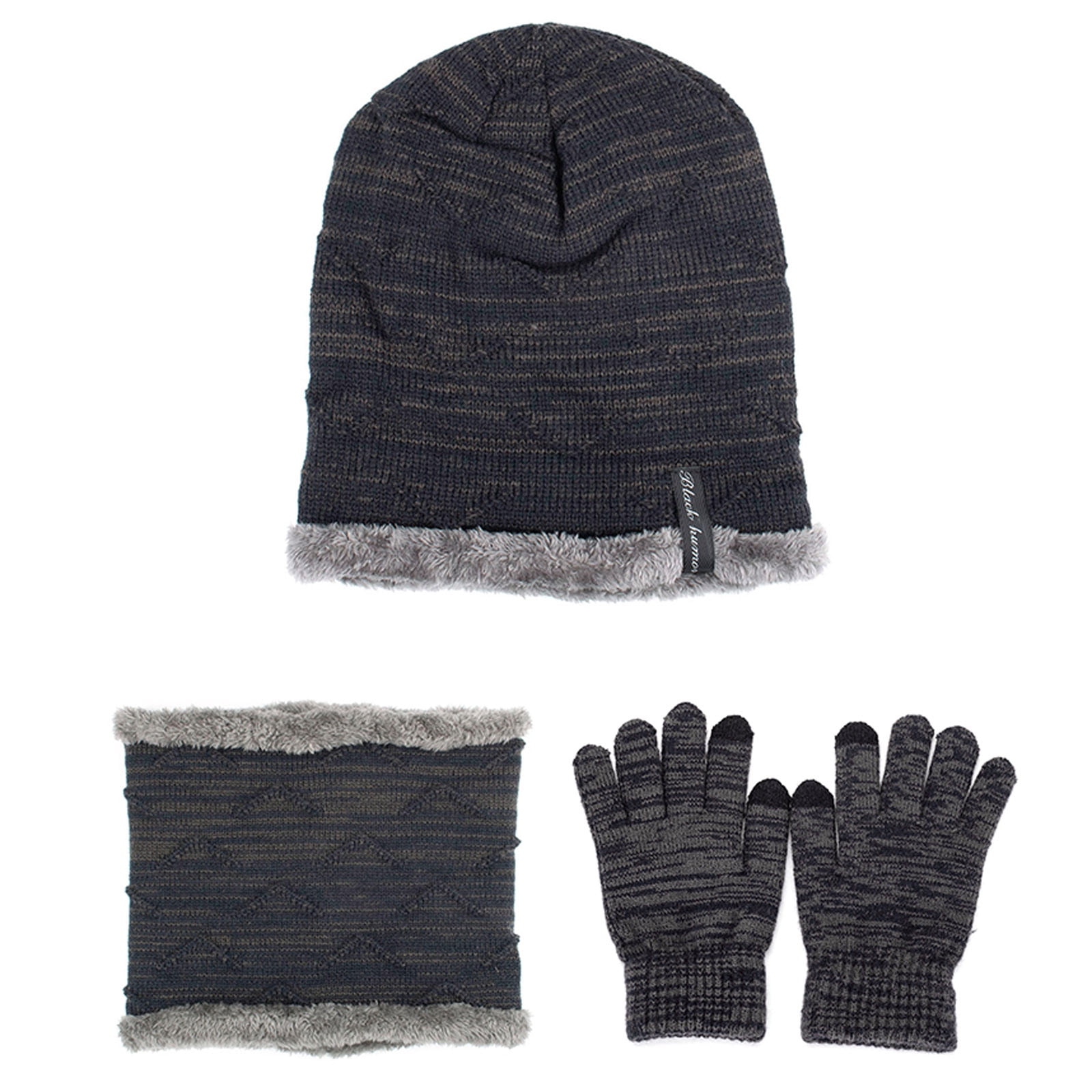 Winter Knit Set, Fleece Lined Slouchy Beanie, Warm Neck 