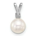 thumbnail image 3 of 14k White Gold Akoya Pearl and Diamond Accent Pendant Charm for Women, 3 of 6