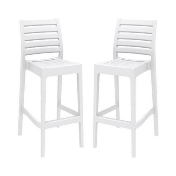 Home Square 29.5" Outdoor Bar Stool in White - Set of 2