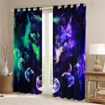 thumbnail image 6 of Erosebridal Galaxy Wolf Curtains,Green Purple Moon Starry Sky Curtains Blackout,Wild Safari Animals Curtains & Drapes Trippy Living Room Decor Boho Window Curtains 2 Panels 42"Wx63"L, 6 of 6