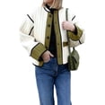 thumbnail image 2 of Jackets for Women Cropped Light-Weight Quilted Puffer Long Sleeves Jacket Colorblock Coat Biker Jacket Green XL, 2 of 9