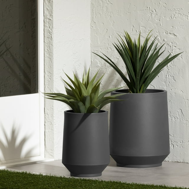 South Shore Dalya Set of 2 Planters, in Dark Gray