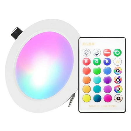 

10W LEDs Recessed Downlight with IR Remote Control 16 Color & 4 Flashing Modes Dimmable RGBW Color Changing Floodlight Ceiling Light