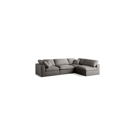 Meridian Furniture Plush Grey Velvet Standard Modular Sectional