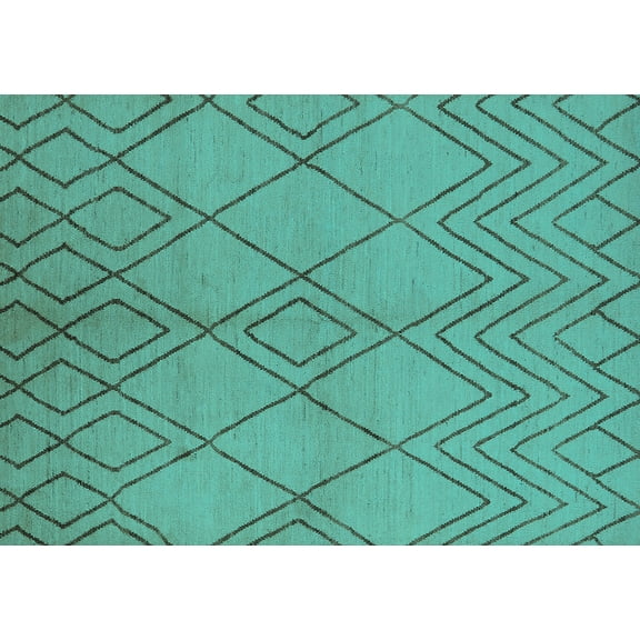 Ahgly Company Machine Washable Indoor Rectangle Solid Turquoise Blue Modern Area Rugs, 5' x 7'