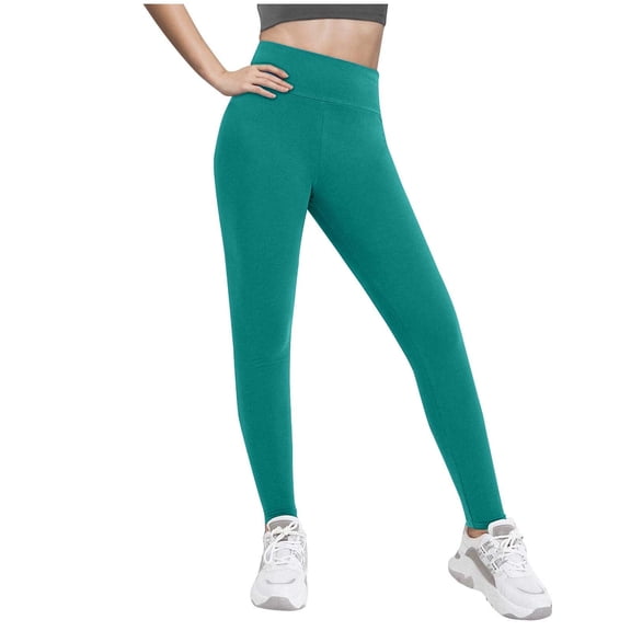 Wlynlyn Leggings for Girls Seamless High Waisted Tights Solid Color Workout Running Gym Pants12-13 YearsSky Blue