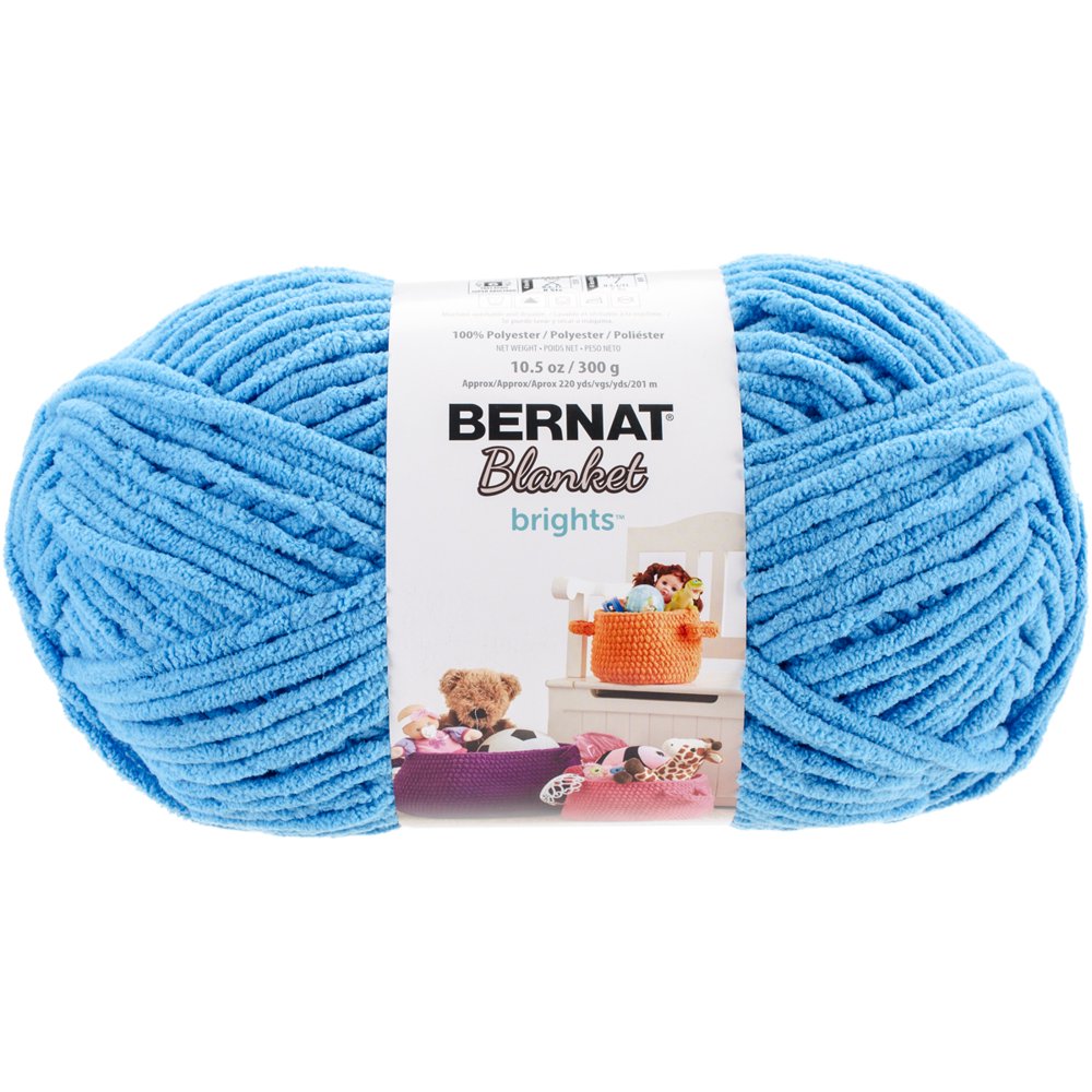 Bernat Busy Blue Blanket Brights Chenille Style Yarn, 220 yards