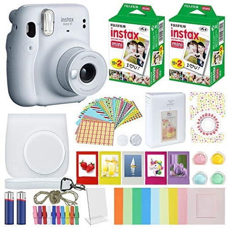 Fujifilm Instax Mini 11 Instant Fuji Film Camera Ice White + 40 Film Deluxe Bundle