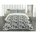 thumbnail image 3 of Ambesonne Abstract Quilted Bedspread Set 3 Pcs, Circles Dots Modern, King Size, Grey Black White, 3 of 5