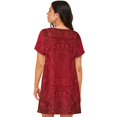 thumbnail image 2 of Bixox Vintage Burgundy Pattern Women's Nightgown, Soft & Breathable Sleepwear, Round Neck Knee-Length Pajama Dress,Loungewear for Home & Sleep, 2 of 7