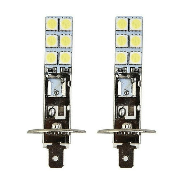 2Pcs Car Fog Light Super Bright H1 Bright Headlight Driving Bulb 55W LED DRL Turn Signals 12SMD-5050 6000K Hi/Low Kit Beam